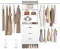 Besiost 96'' Closet Organizer System with 3 Hanging Rods, 8FT Closet Organizers and Storage with 3 Wooden Drawers, Built in Closet Organizer Systems, Adjustable Walk-in Wardrobe from 5-8FT, White by Besiost