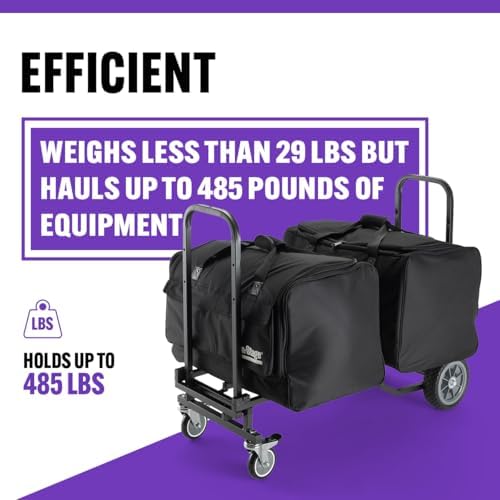 On-Stage UTC2200 Utility Cart (Rolling Dolly Handcart, Heavy-Duty Transportation, 485 Pound Weight Capacity, Load in and Load Out Equipment, Adjustable Length, Folding Handles, Locking Casters) - Image 6
