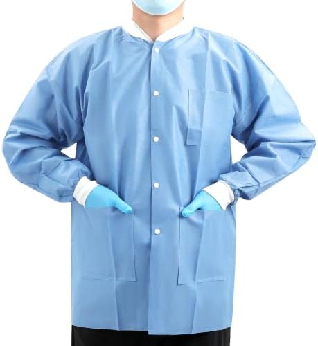 JMU 10-100 Pack Disposable Lab Coats, SMS Disposable Medical Jackets by JMU