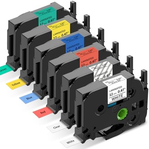 Replacement for Brother P Touch TZe Label Tape 12mm 0.47 Laminated Colored by Labelife