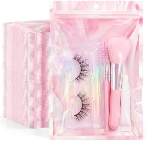 FUNFERY 100 Pack Rainbow Clear Window Smell Proof Holographic Mylar Bags by FUNFERY