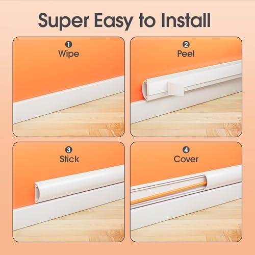 TV Wire Hider Wall, 113.4in Cord Hider Cord Covers for 2-3 Wires on Wall, Paintable Cable Hider Wire Covers for Cords on Wall, Cable Cover Raceway Wire Hider for Walls Mount Tv, W1.57 H0.59in, White - Image 5