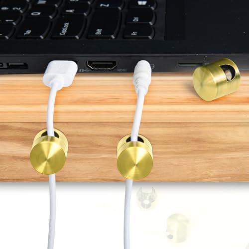 SmallCat 4 Sets Charger Holders for Cords, Gold Color Adjustable Cable Anchor Holders, Adhesive Metal Cord Clips, Cable Management Wire Organizers for Desk, Office, Nightstand - Image 6