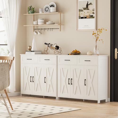 Homhedy Coffee Bar Storage Cabinet with Drawers, Kitchen Buffet Cabinet - Image 7