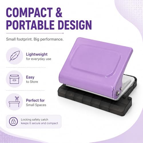 10 Hole Punch Binding Machine Kit for Planner (Purple) with 10 Multi-Color Spiral Coils, Adjustable A4 A5 B5 Paper Puncher, DIY Notebook Scrapbook Maker for Home Office School Organization - Image 2