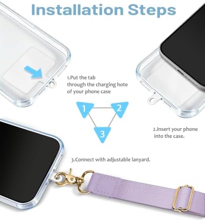 Yonlevres Phone Lanyard Crossbody Strap Wrist Neck Adjustable Women Lilac - Image 6