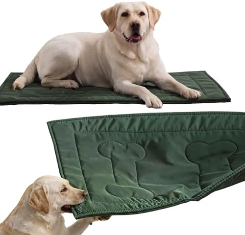 Chew Proof Indestructible Dog Crate Pad,Large (28"x41"),Green by Couzssyhi