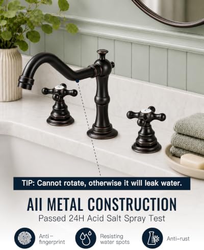 gotonovo Bathroom Faucet 3 Hole Vintage, Oil Rubbed Bronze, H C Label - Image 2