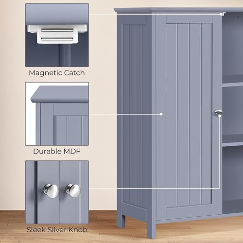 Yaheetech Small Bathroom Storage Cabinet for Towels with 2 Doors, Gray - Image 6