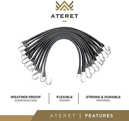 50 Packs Rubber Bungee Cords w/Hooks I 41 Inch, 62" Max Stretch I Heavy-Duty Black Tie Down Straps for Outdoor, Tarp Covers, Canvas Canopies, Motorcycle, and Cargo - Image 3