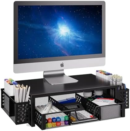 Simple Trending Monitor Stand Riser, Desk Organizer and Accessories, Black by SimpleTrending