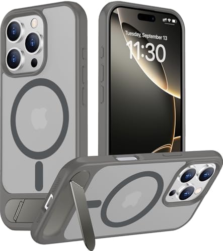 Temdan Magnetic Compatible with iPhone 16 Pro Max Case, [Built-in Invisible Kickstand][Compatible with MagSafe] [Military Grade Shockproof] Slim Translucent Matte Phone Case for iPhone 16 Pro Max 6.9" by Temdan