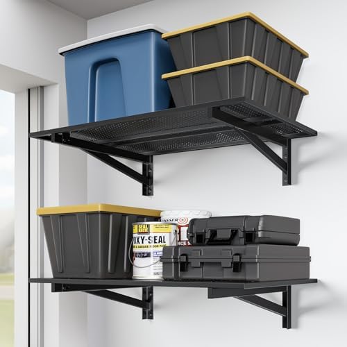 Jusgym 2 Pack Garage Shelving Wall Mounted, 2x3ft, 700LBS Integrated Grid by Jusgym