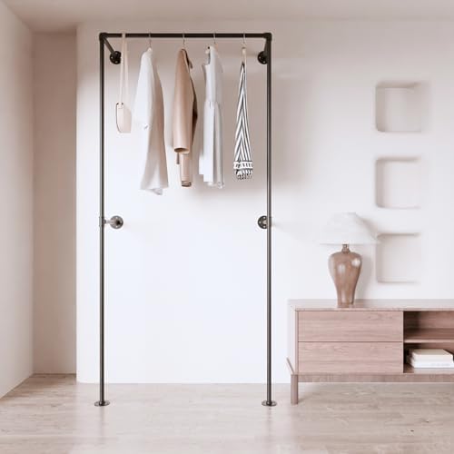 Industrial Pipe Clothing Rack, Wall Mounted Clothes Rack, 37.4", 1 Rod by Anynice