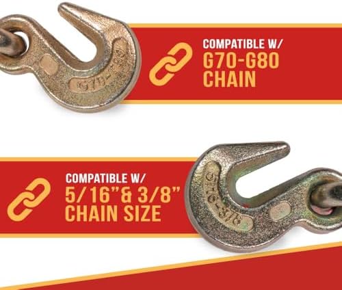 4 Pack 5/16" - 3/8" Hi-Viz Green Heavy Duty Folding Handle Ratchet Load Binder w/Grab Hook 7,100 lbs WLL | Tie Down Hauling Chain Binders for Flatbed Truck Trailer - Image 3