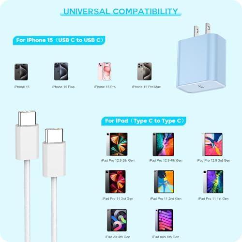 [3Pack] 20W USB C Fast Charger iPhone 17 16 Fast Charging, Apple 17 Charger - Image 2