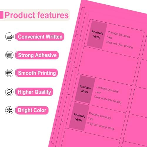 L LIKED 2" x 4" Neon Fluorescent Pink Labels 300 Labels 30 Sheets - Image 2