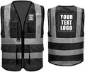 High Vis Safety Vest Reflective Strips, Multi-Pocket Design, Available in Yellow,Orange,black,Pink,blue,Red,purple by Unknown