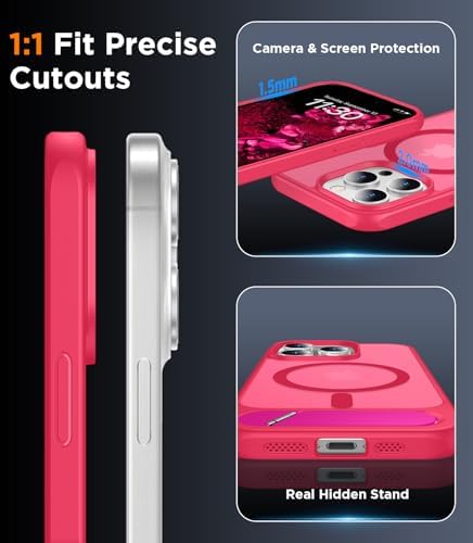 Temdan Magnetic Compatible with iPhone 15 Pro Max Case, [Built-in Invisible Kickstand][Compatible with MagSafe][Military Grade Shockproof] Slim Translucent Matte Phone Case for iPhone 15 Pro Max 6.7" - Image 6