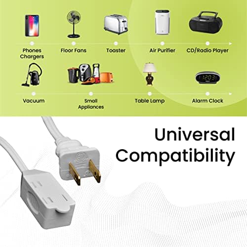 GoGreen Power (GG-24712) 16/2 12' Household Extension Cord, 3 Outlets, White, 12 ft - Image 4