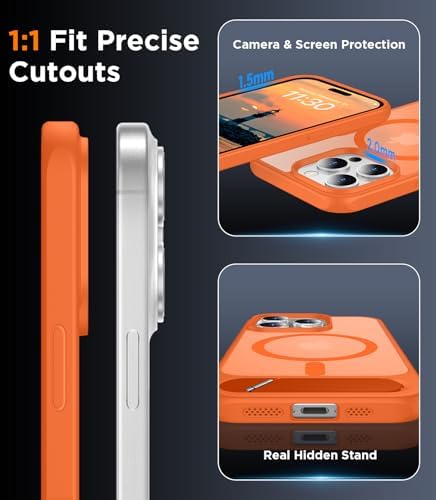 Temdan Magnetic Compatible with iPhone 15 Pro Max Case, [Built-in Invisible Kickstand][Compatible with MagSafe][Military Grade Shockproof] Slim Translucent Matte Phone Case for iPhone 15 Pro Max 6.7" - Image 6
