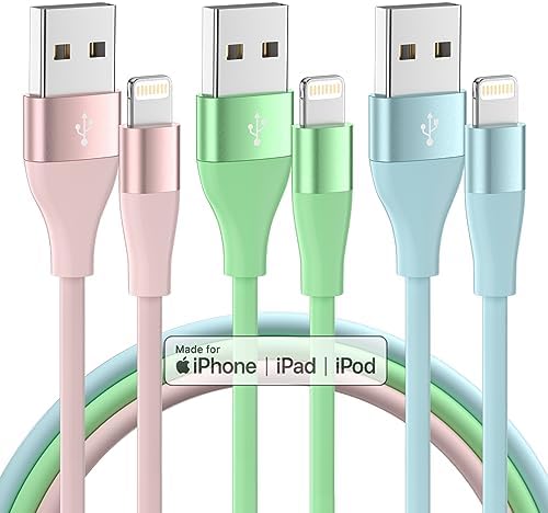 iPhone Charger Fast Charging 3Pack 10FT MFi Certified Lightning Cable by MenoSupp
