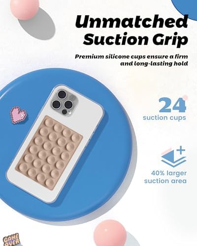 amBand Magnetic Suction Phone Mount Trendy Stocking Stuffers for Men Women Dad Mom Adults, Removable Brown Octo Cup Buddy Sticky Holder for Hands-Free Selfie/Video, Milk Tea - Image 4