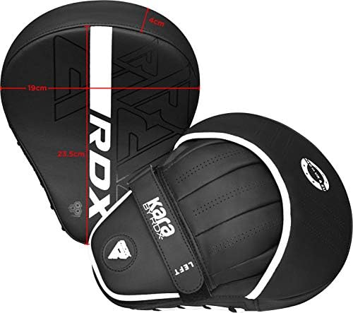 RDX Boxing Pads Curved Focus Mitts, Maya Hide Leather Kara Hook and jab Training Pads, Adjustable Strap Ventilated, MMA Muay Thai Kickboxing Coaching Martial Arts Punching Hand Target Strike Shield - Image 3