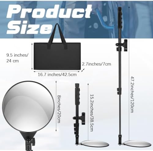 Barydat 1 Pack 8 Inch Under Vehicle Inspection Mirror - Image 2
