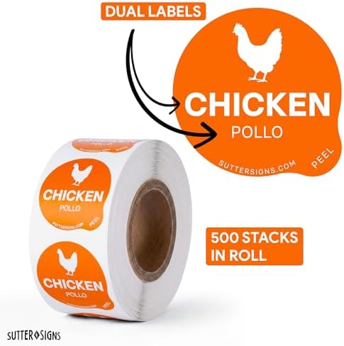 Chicken Food Labels 500pcs 1" Dot Bold Stickers - Image 3