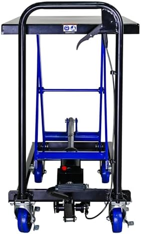 Industrial Manual Hydraulic Lifting Trolley 500 Pound Capacity Single Shear Structure with Moving Wheels and Safety backrest Material Transportation Platform Trolley - Image 4