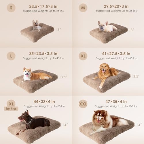 EHEYCIGA Fluffy Dog Crate Bed, Plush XX Large Dog Pillow, Camel - Image 3