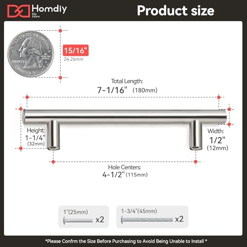 homdiy Brushed Nickel Cabinet Pulls Drawer Handles, 4-1/2in(115mm) Hole Center Dresser Drawer Handles Silver Drawer Pulls for Kitchen, Bedroom, Bathroom, Livingroom - Image 3