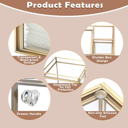 Sumnacon Glass Face Towel Holder with 2 Drawers&Tray for Bathroom,Clear - Image 6