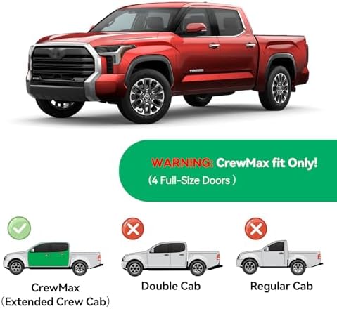 TPE Automotive Floor Mats Custom for 2022-2026 Toyota Tundra (Only for CrewMax Cab), All Weather Cover Protection Waterproof Black Floor Liner Front & Rear Row Full Set Car Mats, 3PCS - Image 2
