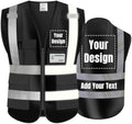 High Visibility Reflective Safety Vest Customize Logo Hi Vis Protective Workwear Outdoor Work Vest (S, Black) by YOWESHOP
