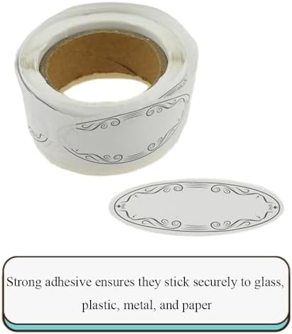 HAHIYO 1*2.25In 150P Oval White Kraft Stickers with Black Artistic Border - Timeless Design Blank Kraft Labels Roll to Write On Durable Dot Stickers for Jar Canning Labels Price Tags Store Organizing - Image 5