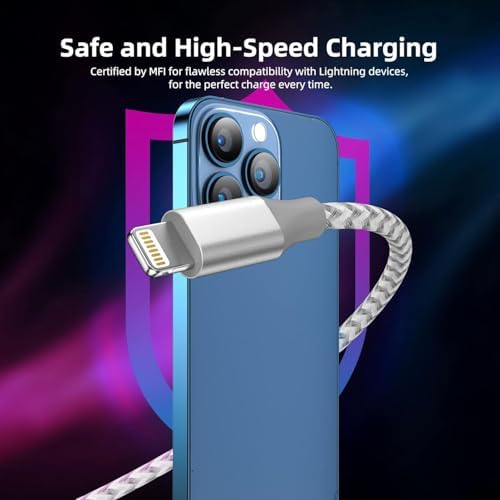iPhone Charger,3 Pack 10ft MFi Certified Lightning Cable Fast Charging Cord - Image 4