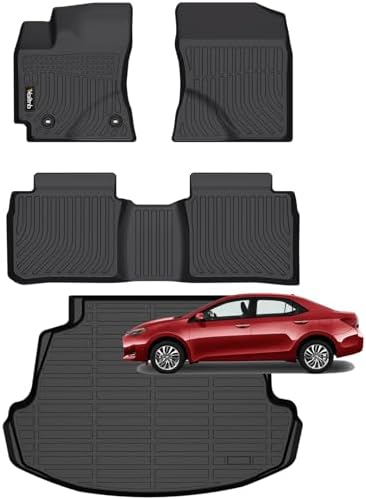 Wailtnb-Floor Mats & Cargo Liner for Toyota Corolla 2014-2019 (Only Sedan Model) Waterproof Durable Easy to Clean All Weather Car Mat Custom Fit Corolla Accessories Black by Wailtnb