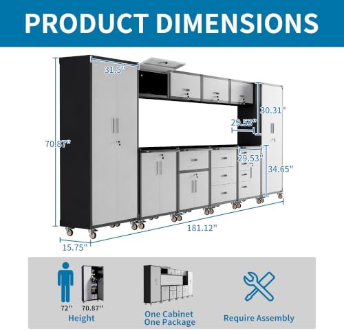10-Piece Garage Storage Cabinets System Heavy Duty Workshop Set - Image 2