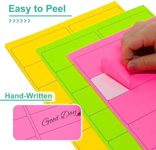 LLIKED 2" x 4" Assorted Fluorescent Address Labels 300 Labels 30 Sheets - Image 4