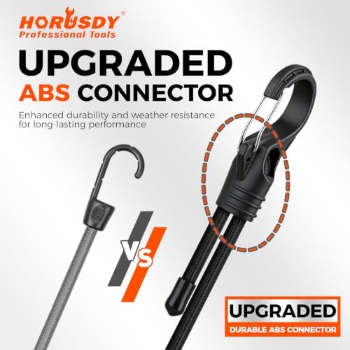 4-Piece 36-inch Adjustable Bungee Cords with Hooks, Easily Adjust from 7" to 36", Heavy Duty Outdoor Carabiner Bungee Cords, Black Super Elastic Cord for Cargo, Camping, Tents, Luggage - Image 6