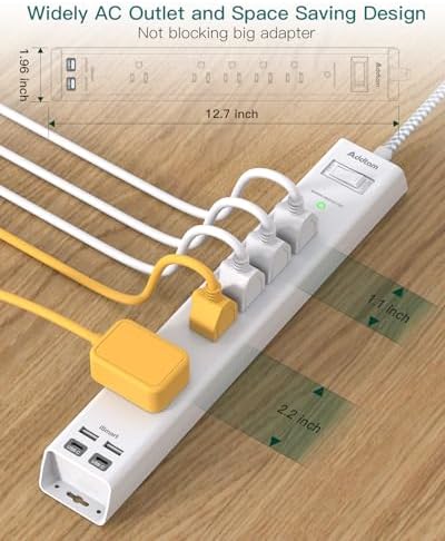 2 Pack Surge Protector Power Strip -15ft Extension Cord, 5 Outlets 4 USB - Image 2