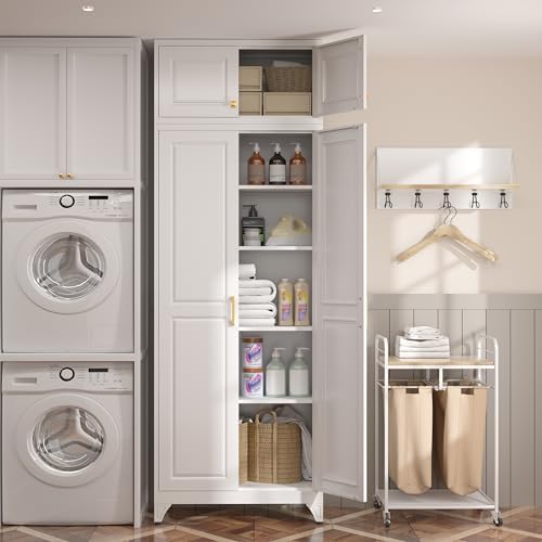 SteeLoong 90”Metal Pantry Storage Cabinet with Doors & 4 Adjustable Shelves - Image 4