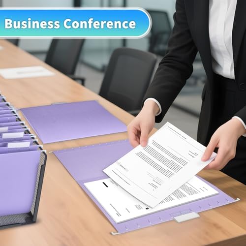 25-Pack Light Purple Hanging File Folders, Letter Size, Includes 35 Transparent Label Cards & 50 Sticker Labels,1/5-Cut Tabs for Home & Office Organization - Image 7