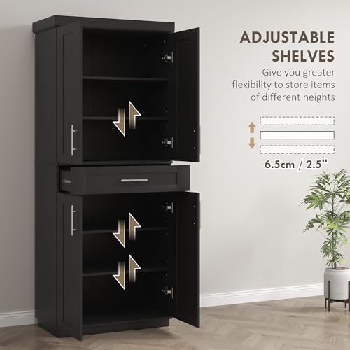 HOMCOM 72" Kitchen Pantry Cabinet Freestanding Storage Cabinet Black - Image 5