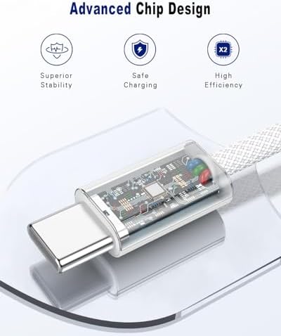 USB C to USB C Cable, 2Pack 6FT 60W Type C Fast Charging Woven Cord - Image 5