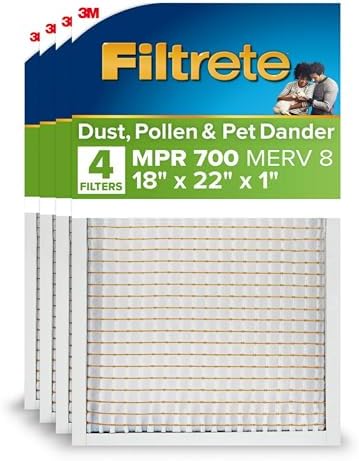 Filtrete 18x22x1 Air Filter, MERV 8, MPR 700, 4 HVAC Filters by Filtrete