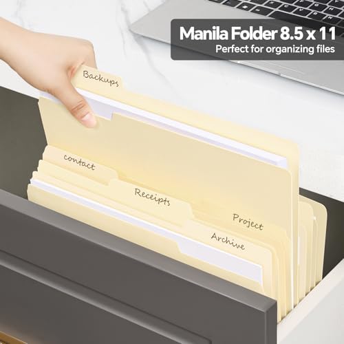 File Folders,50 Pack Manilla Folders 8.5x11,1/3 Cut Tabs Manila File Folders Letter Size for Easy Labeling and Organization,Vanilla Folders Great for Documents Home School Classroom Office Supplies - Image 6