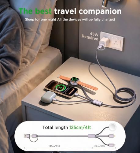 2Pack Travel Essentials for Apple Watch Charger,3-in-2 Multi Charging Cable - Image 6